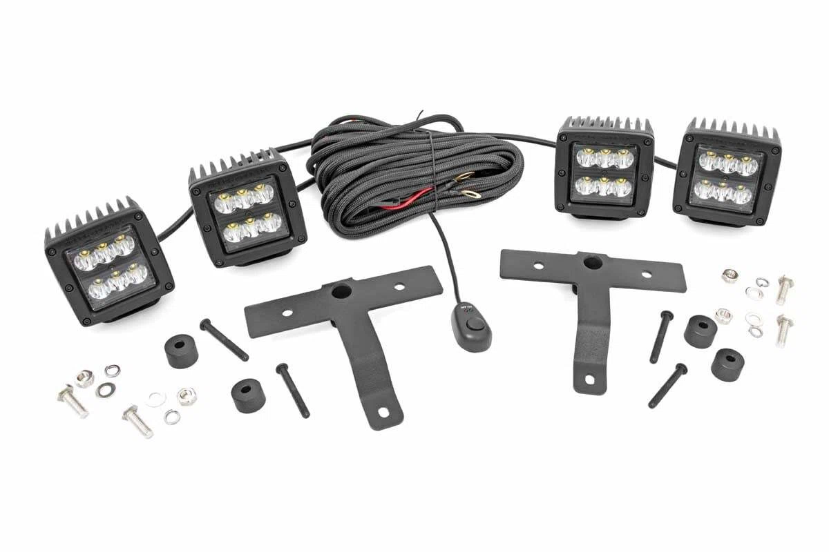 Fits Gladiator JT(18-24) Quad LED Light Cowl Mount 2_ Black Pairs Spot 70822